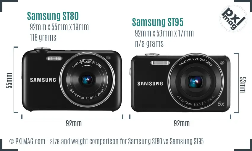 Samsung ST80 vs Samsung ST95 size comparison