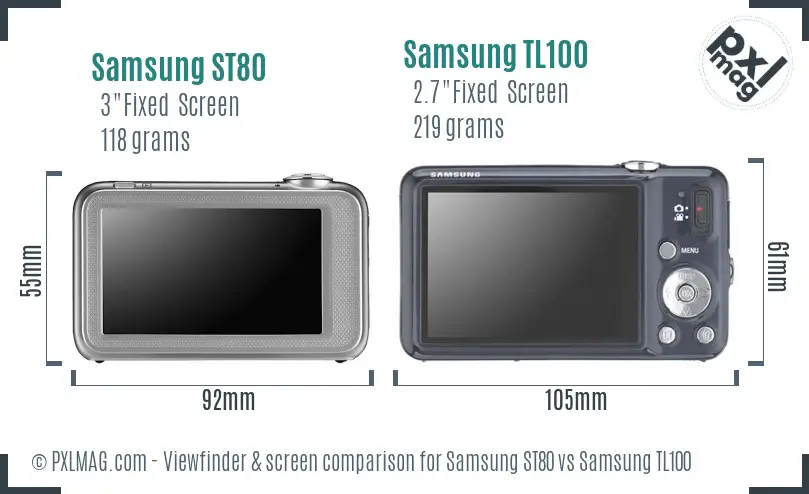 Samsung ST80 vs Samsung TL100 Screen and Viewfinder comparison