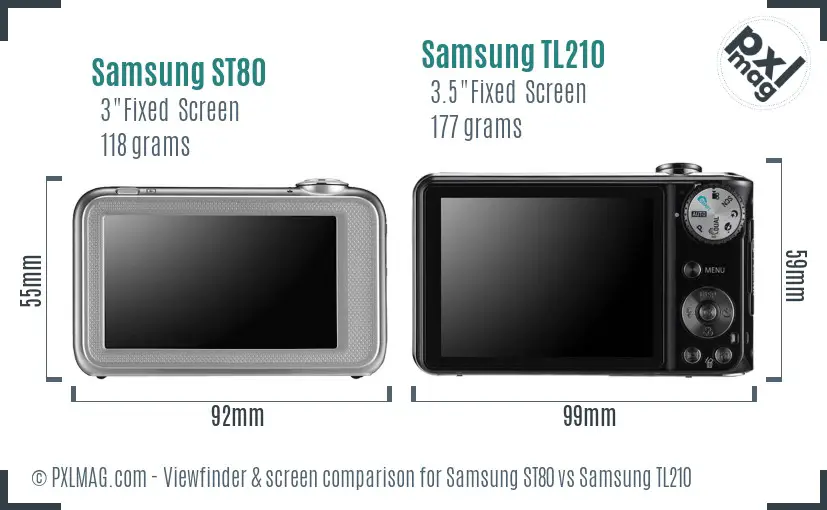 Samsung ST80 vs Samsung TL210 Screen and Viewfinder comparison