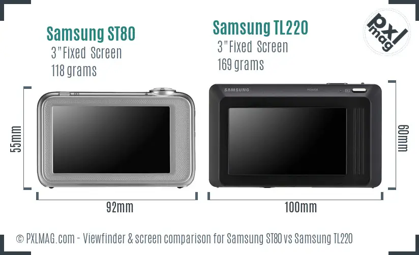 Samsung ST80 vs Samsung TL220 Screen and Viewfinder comparison