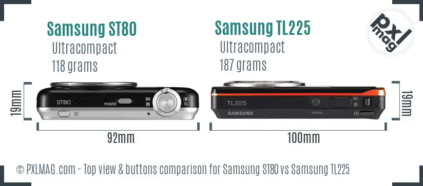 Samsung ST80 vs Samsung TL225 top view buttons comparison
