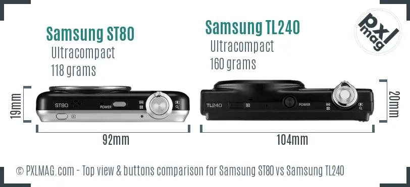 Samsung ST80 vs Samsung TL240 top view buttons comparison