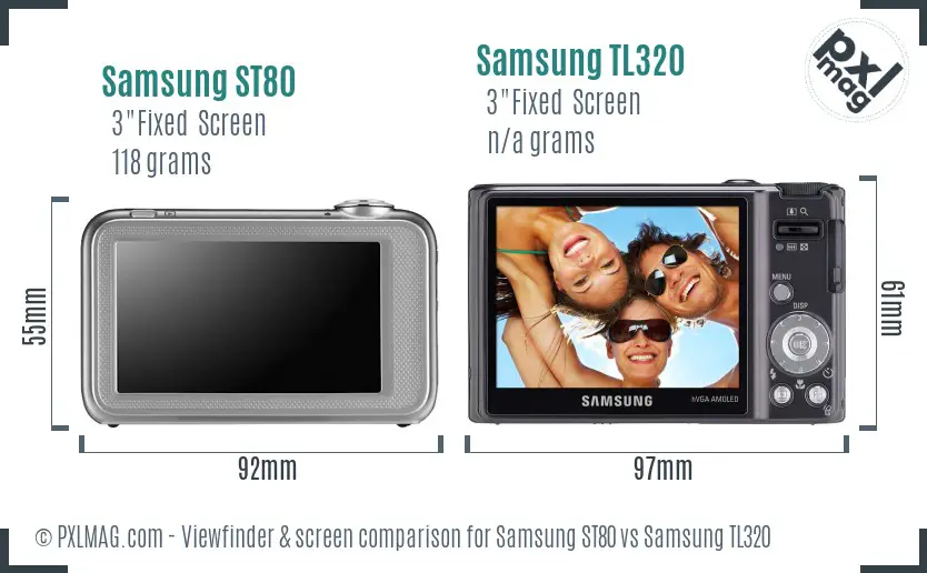Samsung ST80 vs Samsung TL320 Screen and Viewfinder comparison
