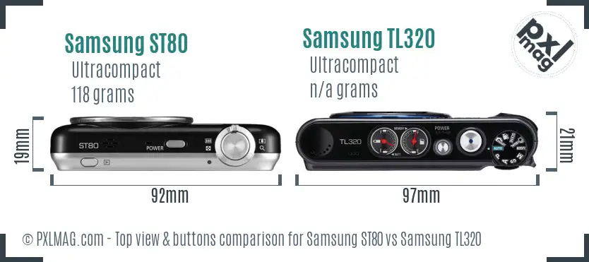 Samsung ST80 vs Samsung TL320 top view buttons comparison