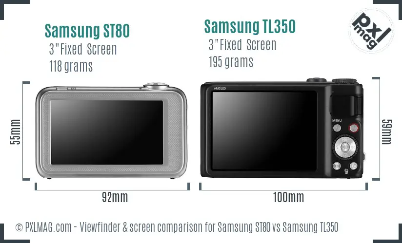 Samsung ST80 vs Samsung TL350 Screen and Viewfinder comparison