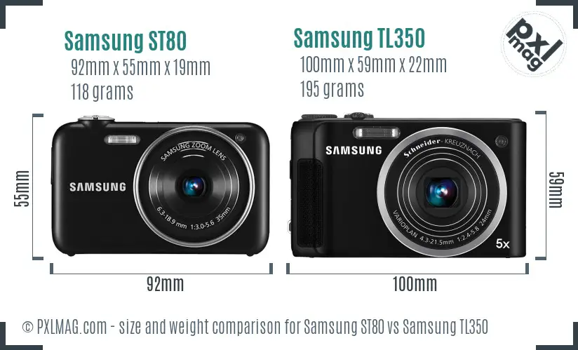 Samsung ST80 vs Samsung TL350 size comparison