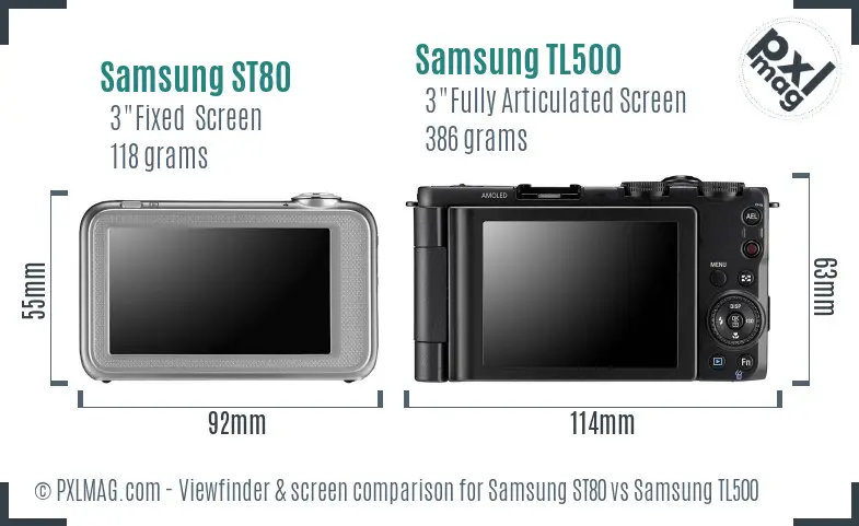 Samsung ST80 vs Samsung TL500 Screen and Viewfinder comparison
