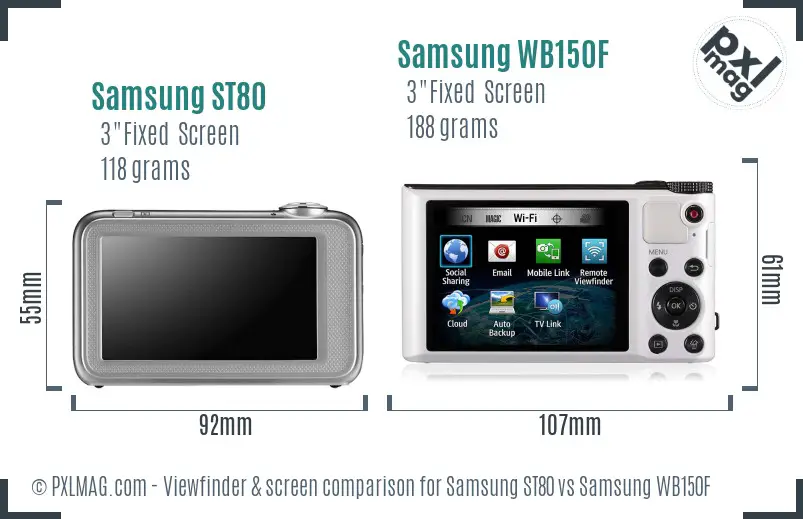 Samsung ST80 vs Samsung WB150F Screen and Viewfinder comparison