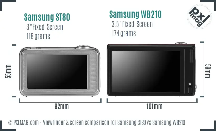 Samsung ST80 vs Samsung WB210 Screen and Viewfinder comparison