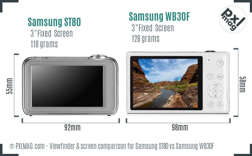 Samsung ST80 vs Samsung WB30F Screen and Viewfinder comparison
