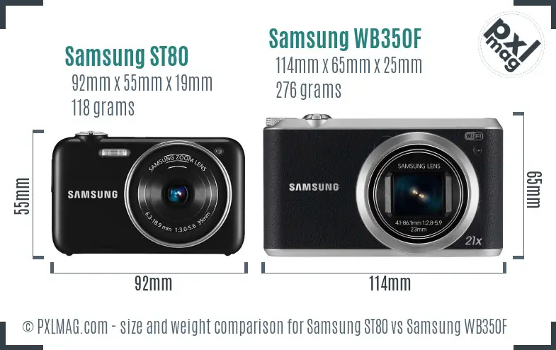 Samsung ST80 vs Samsung WB350F size comparison