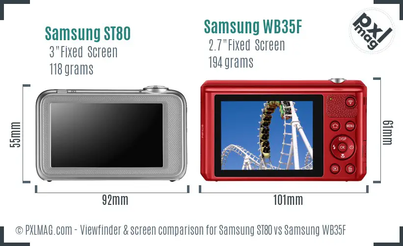 Samsung ST80 vs Samsung WB35F Screen and Viewfinder comparison