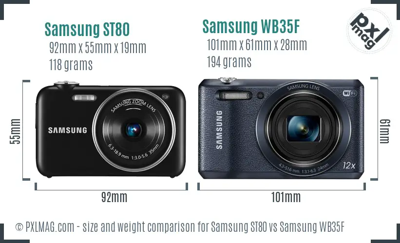 Samsung ST80 vs Samsung WB35F size comparison