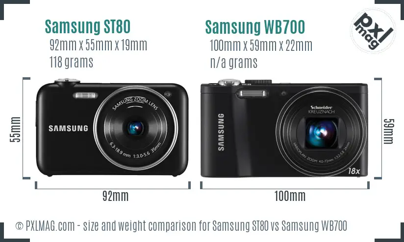 Samsung ST80 vs Samsung WB700 size comparison