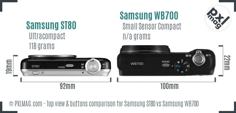 Samsung ST80 vs Samsung WB700 top view buttons comparison