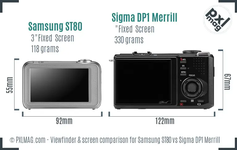 Samsung ST80 vs Sigma DP1 Merrill Screen and Viewfinder comparison