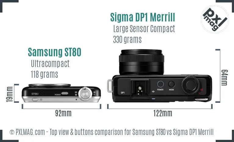 Samsung ST80 vs Sigma DP1 Merrill top view buttons comparison