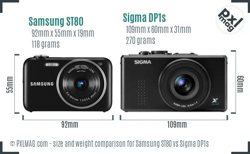 Samsung ST80 vs Sigma DP1s size comparison