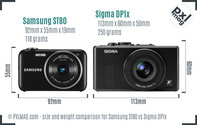 Samsung ST80 vs Sigma DP1x size comparison