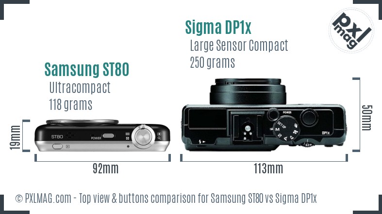 Samsung ST80 vs Sigma DP1x top view buttons comparison