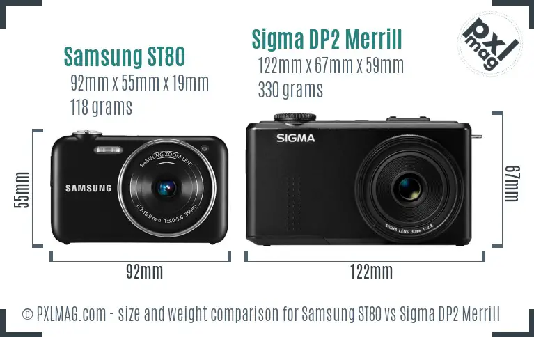Samsung ST80 vs Sigma DP2 Merrill size comparison