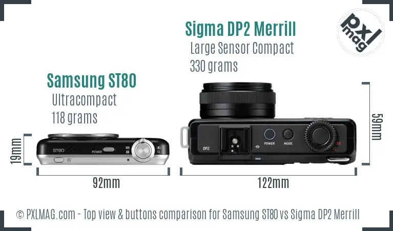 Samsung ST80 vs Sigma DP2 Merrill top view buttons comparison