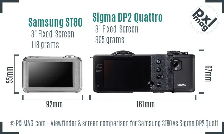 Samsung ST80 vs Sigma DP2 Quattro Screen and Viewfinder comparison