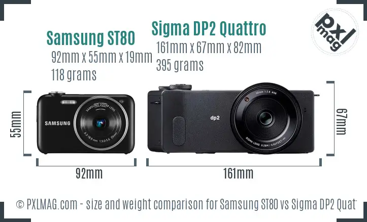 Samsung ST80 vs Sigma DP2 Quattro size comparison