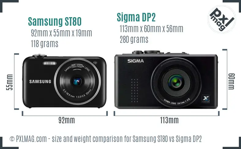 Samsung ST80 vs Sigma DP2 size comparison