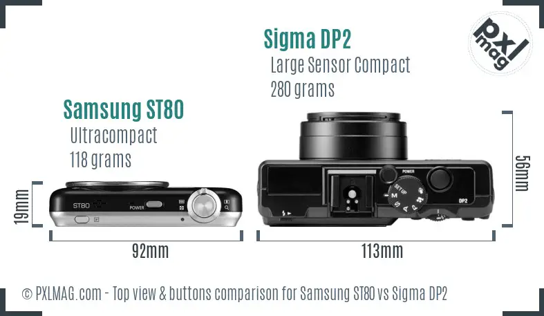Samsung ST80 vs Sigma DP2 top view buttons comparison