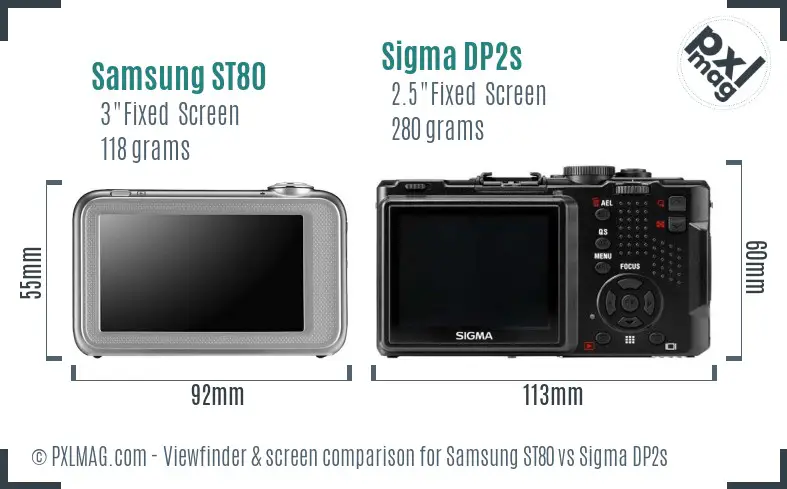 Samsung ST80 vs Sigma DP2s Screen and Viewfinder comparison