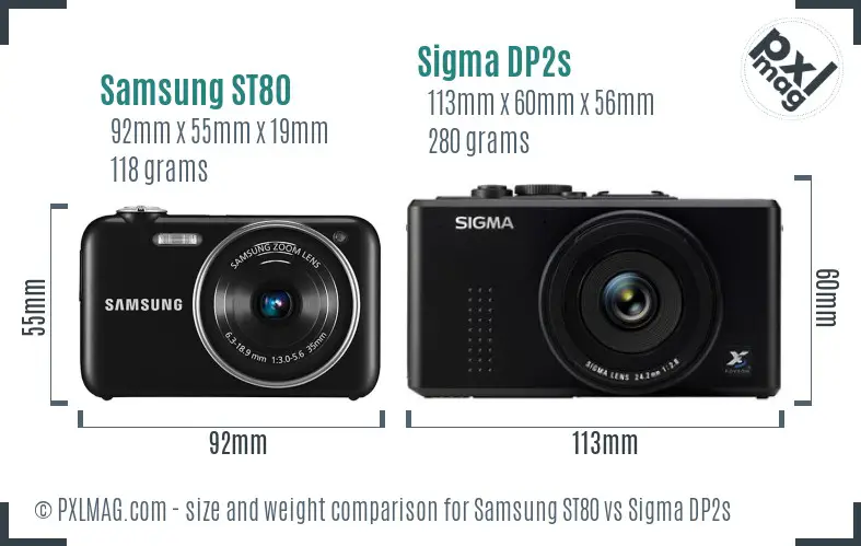 Samsung ST80 vs Sigma DP2s size comparison