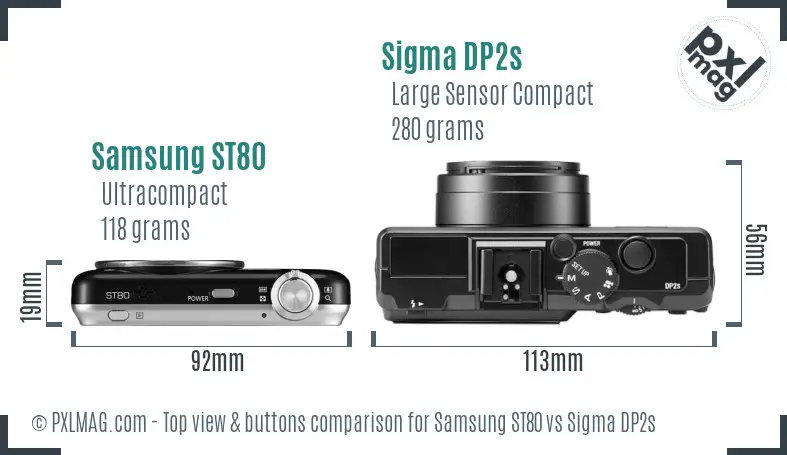 Samsung ST80 vs Sigma DP2s top view buttons comparison