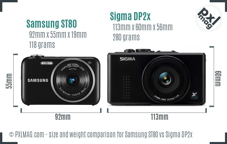 Samsung ST80 vs Sigma DP2x size comparison