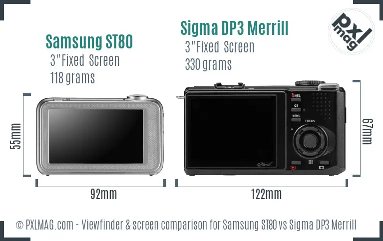 Samsung ST80 vs Sigma DP3 Merrill Screen and Viewfinder comparison