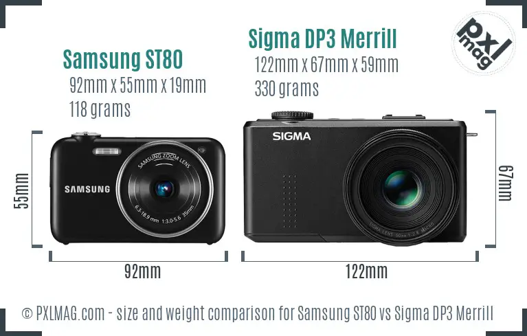 Samsung ST80 vs Sigma DP3 Merrill size comparison