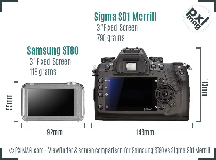 Samsung ST80 vs Sigma SD1 Merrill Screen and Viewfinder comparison