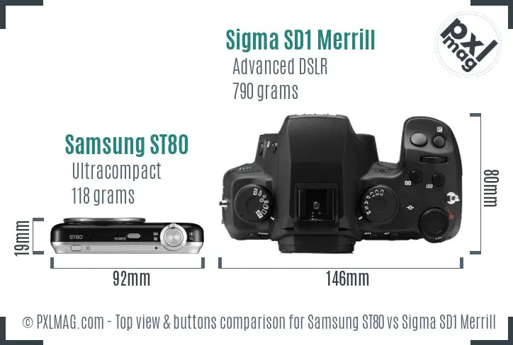 Samsung ST80 vs Sigma SD1 Merrill top view buttons comparison