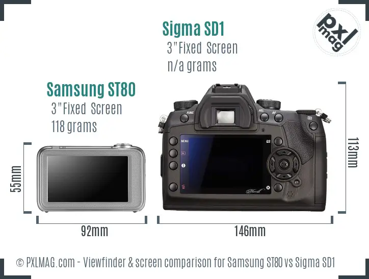 Samsung ST80 vs Sigma SD1 Screen and Viewfinder comparison
