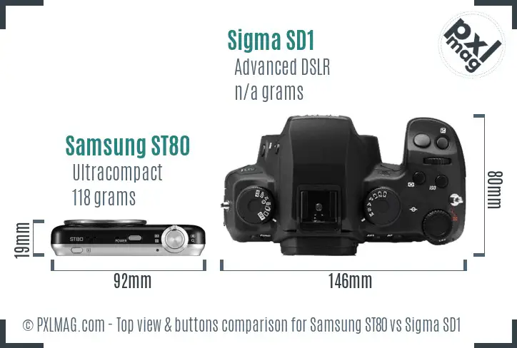 Samsung ST80 vs Sigma SD1 top view buttons comparison
