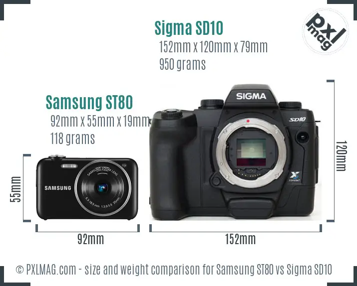 Samsung ST80 vs Sigma SD10 size comparison