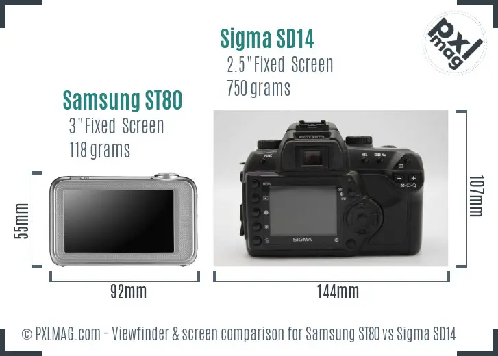 Samsung ST80 vs Sigma SD14 Screen and Viewfinder comparison