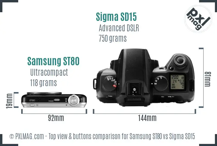 Samsung ST80 vs Sigma SD15 top view buttons comparison