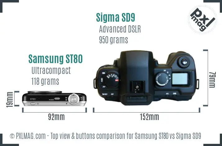 Samsung ST80 vs Sigma SD9 top view buttons comparison