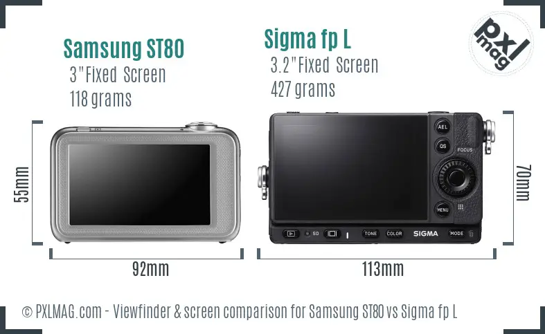 Samsung ST80 vs Sigma fp L Screen and Viewfinder comparison