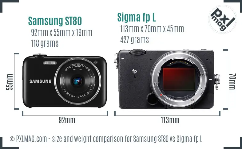 Samsung ST80 vs Sigma fp L size comparison