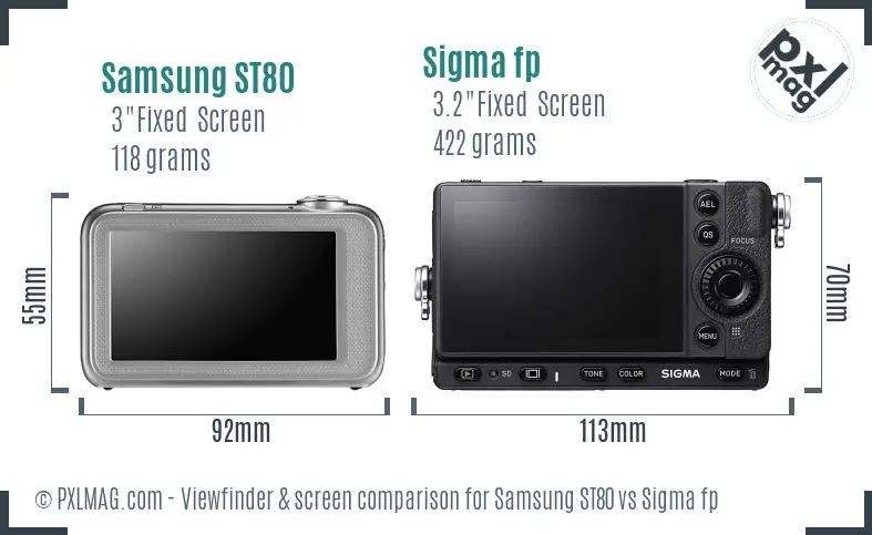 Samsung ST80 vs Sigma fp Screen and Viewfinder comparison