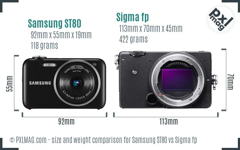 Samsung ST80 vs Sigma fp size comparison