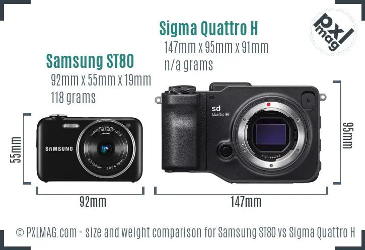 Samsung ST80 vs Sigma Quattro H size comparison