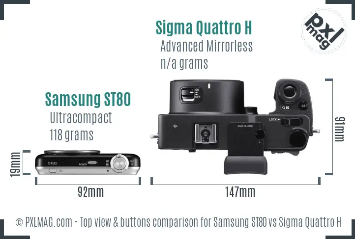 Samsung ST80 vs Sigma Quattro H top view buttons comparison